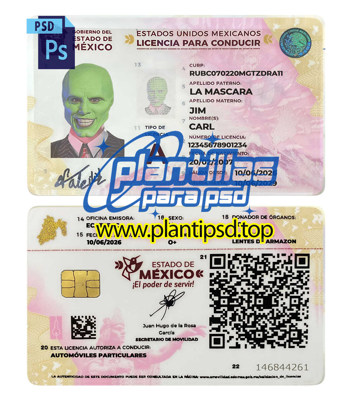 Licencia de Conducir Estado de MĆ©xico Versión 2 ā Plantilla Digital Editable en Photoshop